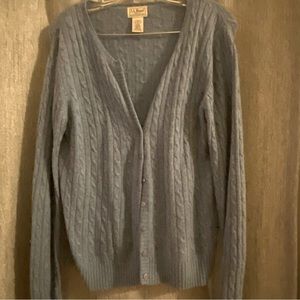 Llbean Cardigan Lambs Wool Button Sweater - Medium